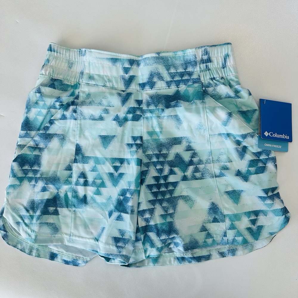 Columbia Omni-Freeze Omni-Wick‎ Athletic Shorts Women's Small S Blue Green Lined